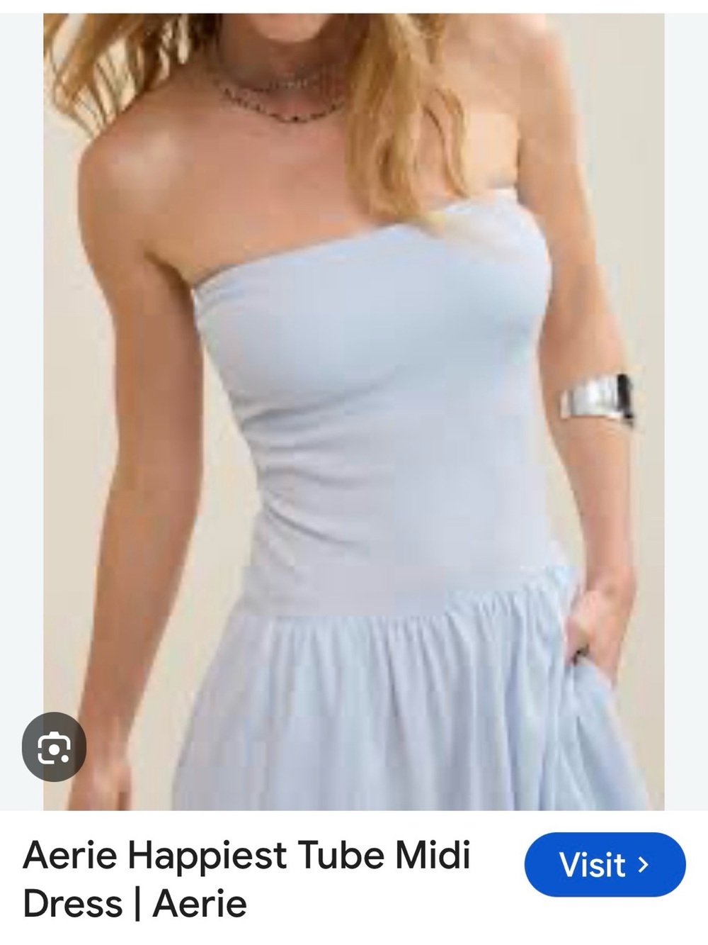 Aerie Strapless Tube Midi Dress, Light Blue, Tag still on, Never worn. Size Med